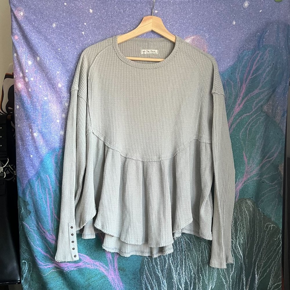 Free People – We the Free Oh My Babydoll Thermal Long Sleeve – Pale Turquoise